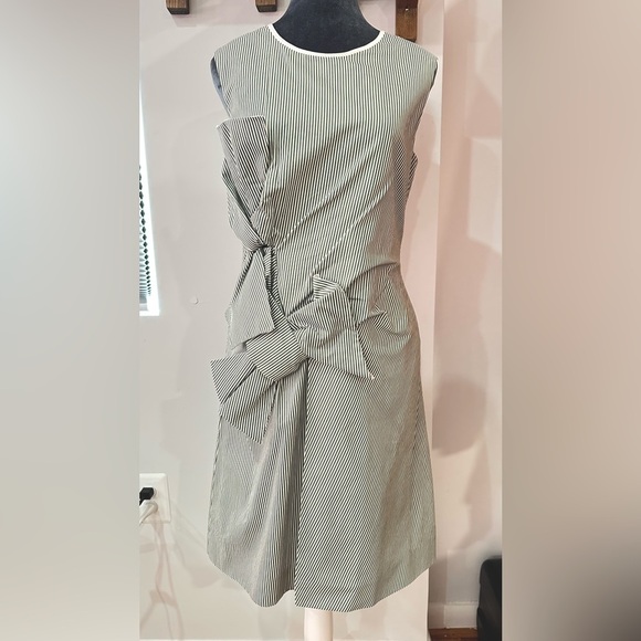 NWOT Victoria Beckham Double Knot Green White Sleeveless Dress Size 4 - Picture 2 of 13